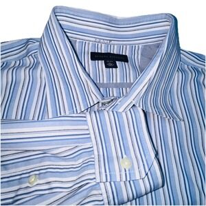 Banana Republic Mens Shirt XL Blue White Striped Long Sleeve Button Up